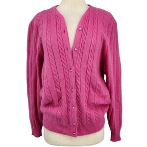 Vintage Angora / Lambswool Pink Cardigan Sweater